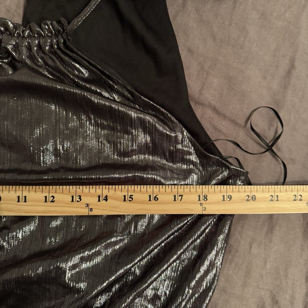 Sugarlips Halter Wide Leg Jumpsuit Metallic Silver Size XL Night Out Glam - Picture 6 of 9